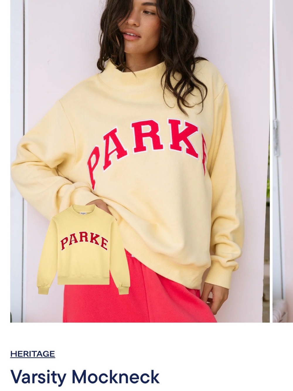 NIB Parke Varsity Mockneck in Lemonade Size L/XL (RARE SOLD OUT COLLECTION)